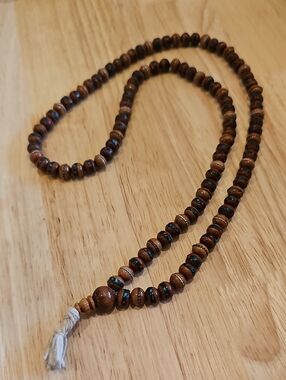 Inlaid Sandalwood Beaded Mala Necklace